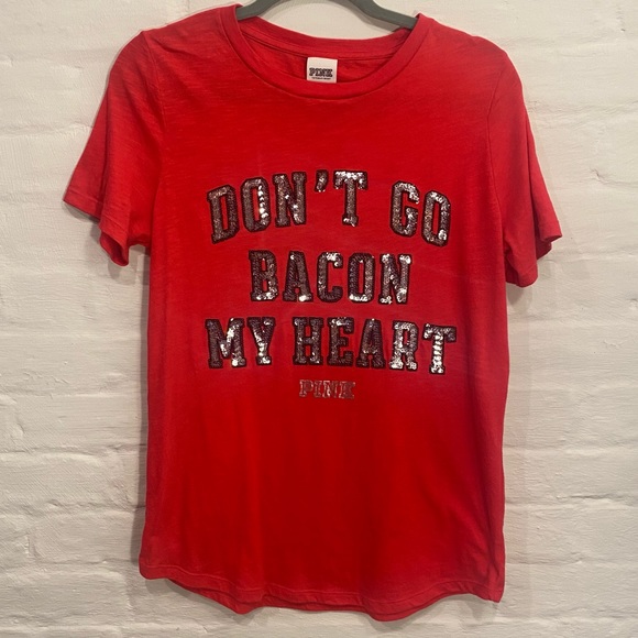 “Don’t Go Bacon My Heart” PINK by Victoria’s Secret Tee - Picture 1 of 6